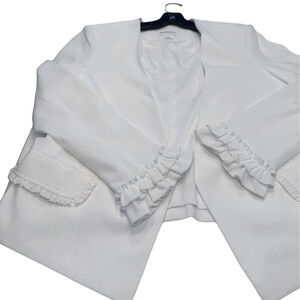 Club Monaco White Ruffle Blazer